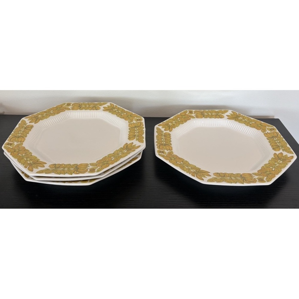 Vintage Set of 4 Yellow Bouquet Dinner Plates Independence Ironstone Japan 11" - Picture 5 of 16